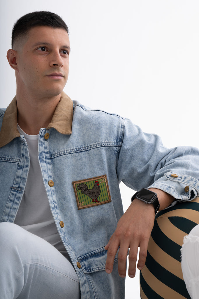 Dual Color Men's Denim Jacket