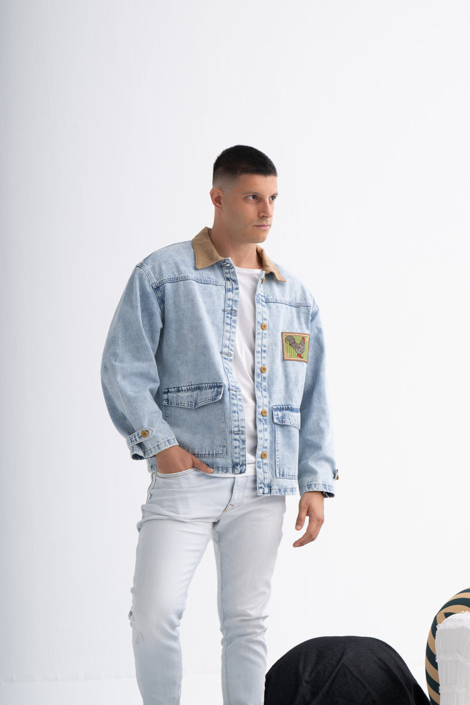 Dual Color Men's Denim Jacket