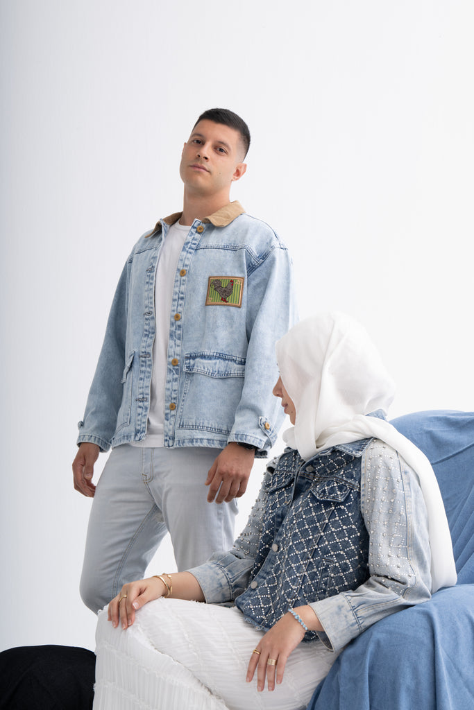 Dual Color Men's Denim Jacket