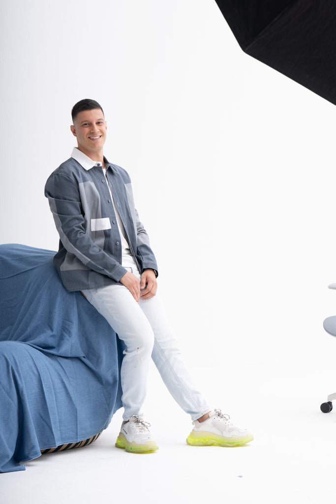 Dual Color Men's Denim Shirt