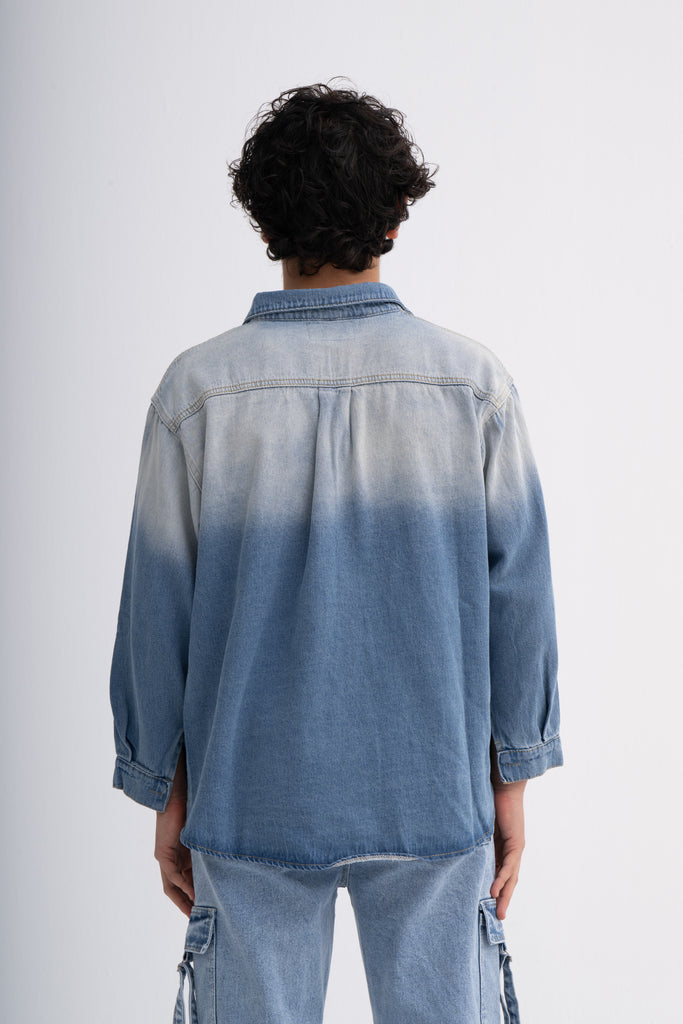 Blue Shaded Denim Shirt for Teen Boys