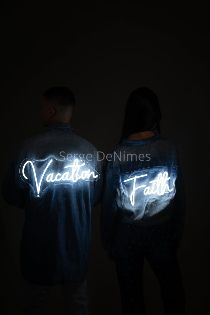 LED "Vacation" Denim Jacket – Unisex Statement Piece