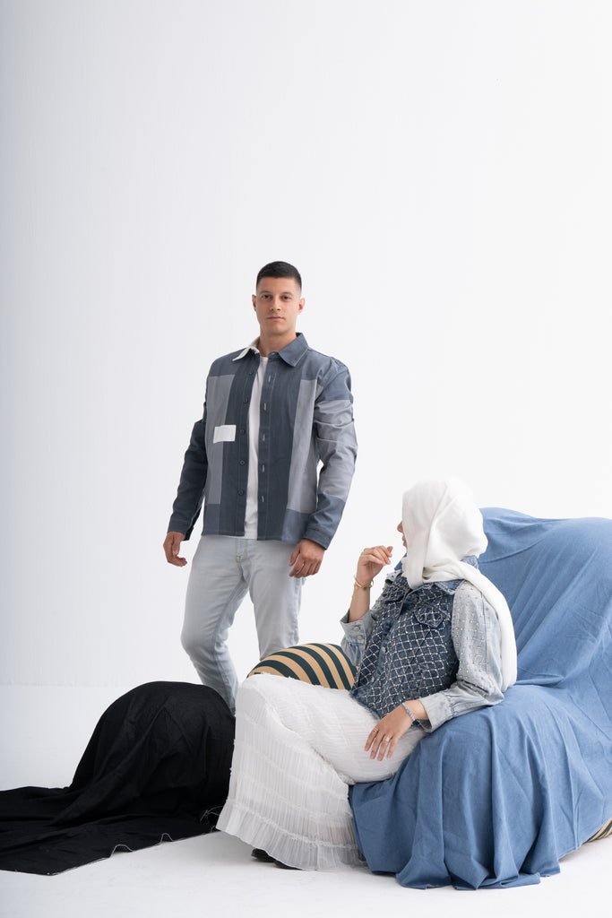 Dual Color Men's Denim Shirt