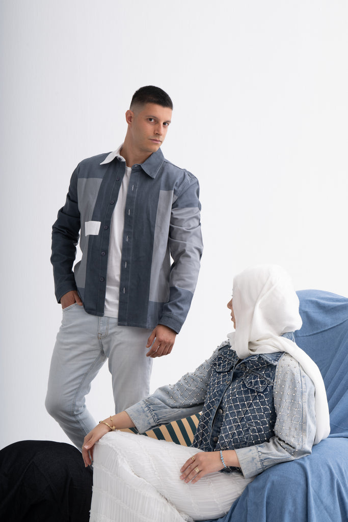 Dual Color Men's Denim Shirt