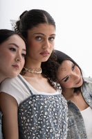 Rhinestone Denim Bustier Top