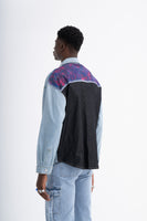 Hand-Painted Contrast Men's Denim Shirt
