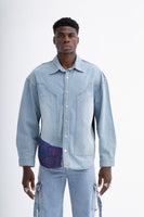 Hand-Painted Contrast Men's Denim Shirt
