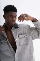 Men's Denim Shirt with Contrasting Collar