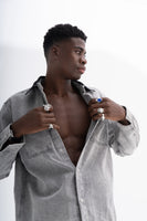 Men's Denim Shirt with Contrasting Collar