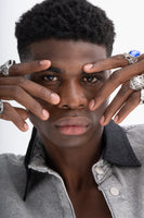 Men's Denim Shirt with Contrasting Collar