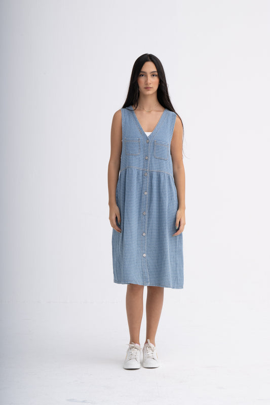 Cotton Denim Loose-Fit Dress