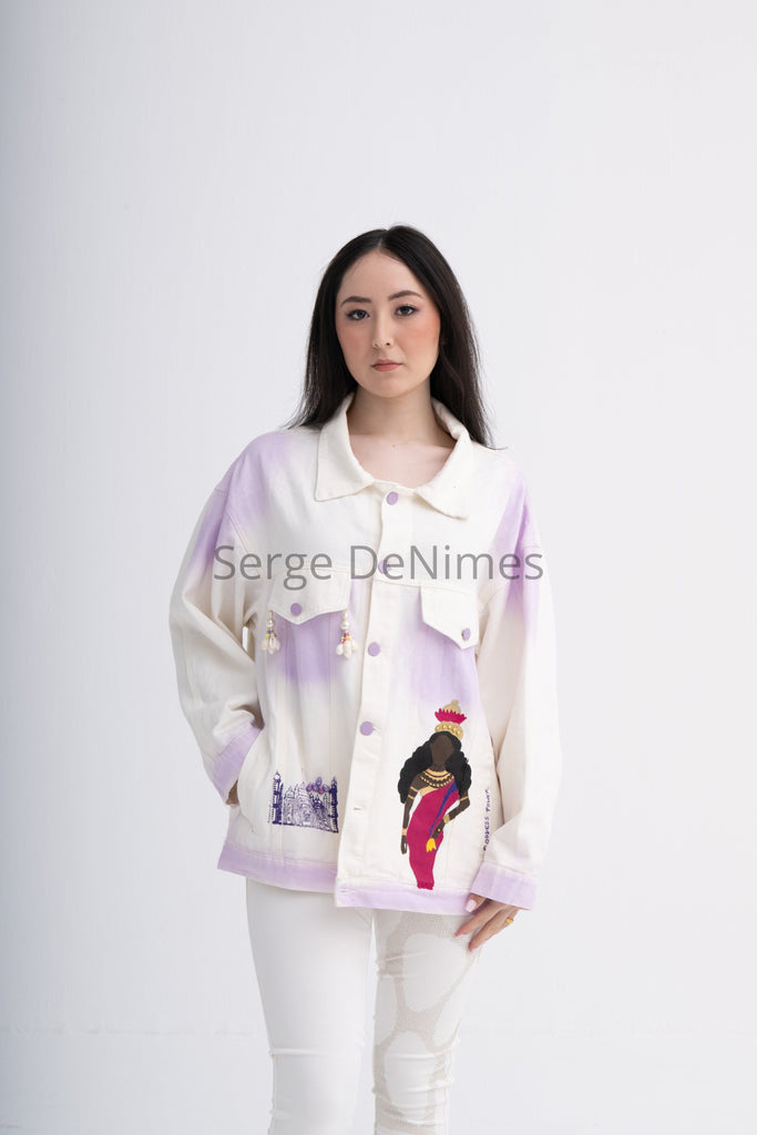 White and Lilac Dual Hand-painted Jacket