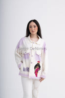 White and Lilac Dual Hand-painted Jacket