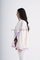 White and Lilac Dual Hand-painted Jacket