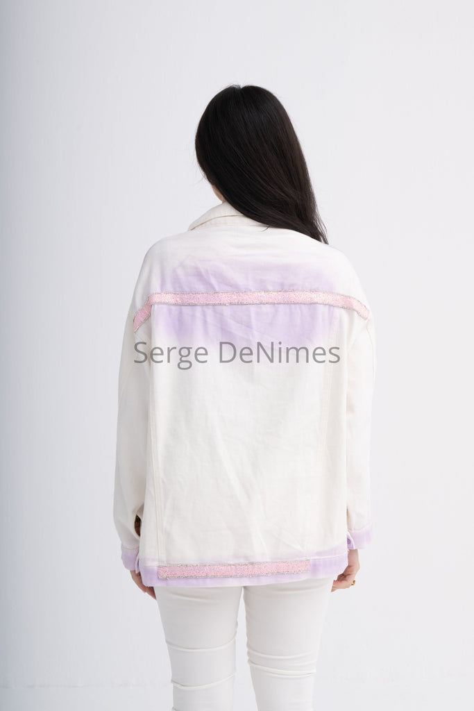 White and Lilac Dual Hand-painted Jacket