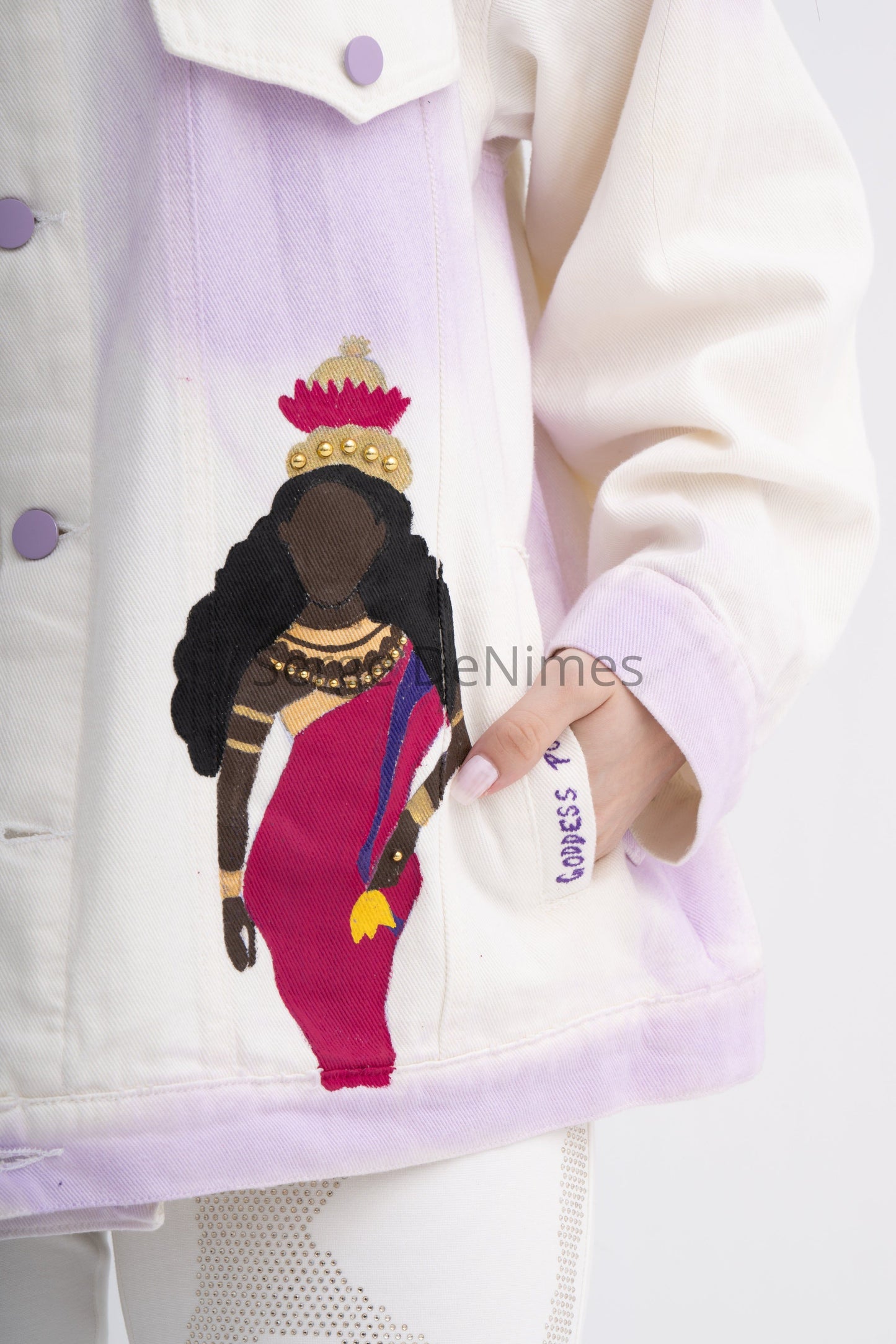 White and Lilac Dual Hand-painted Jacket