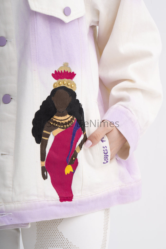 White and Lilac Dual Hand-painted Jacket
