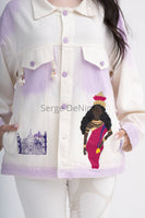 White and Lilac Dual Hand-painted Jacket