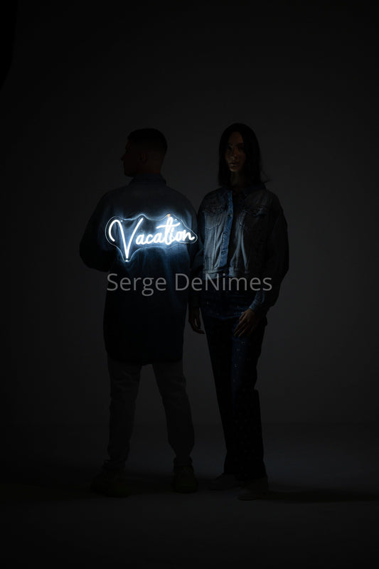 LED "Vacation" Denim Jacket – Unisex Statement Piece