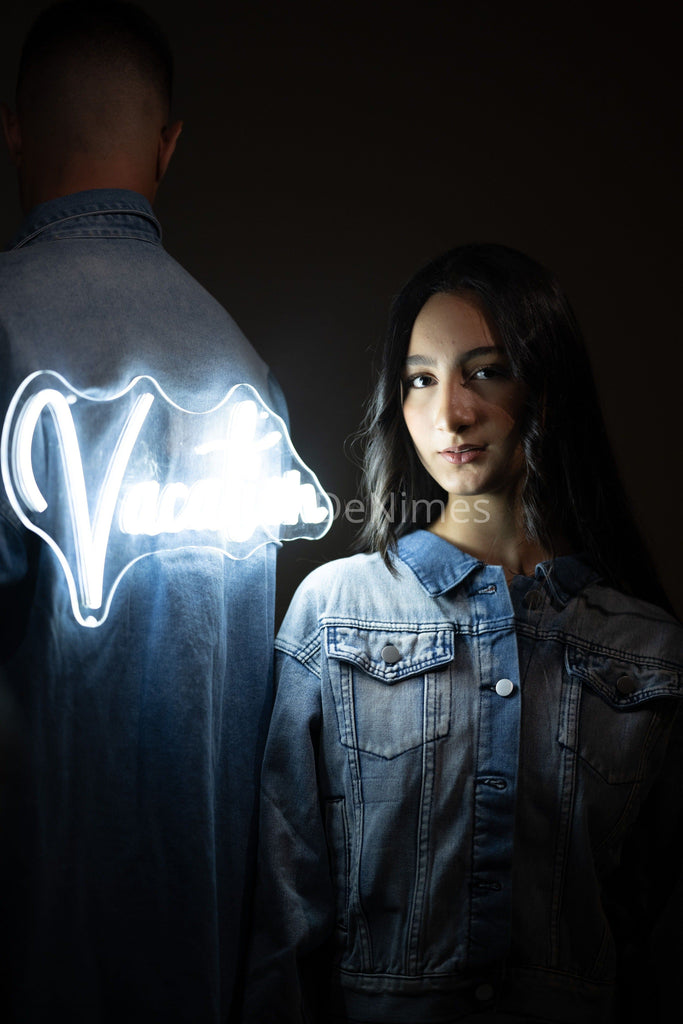 LED "Vacation" Denim Jacket – Unisex Statement Piece
