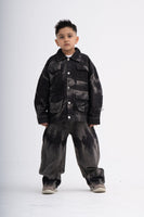 Black Tie-Dye Effect Kids Coord Denim Set