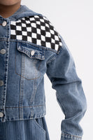 Car Racing Track Inspired Denim Hoodie for Kids