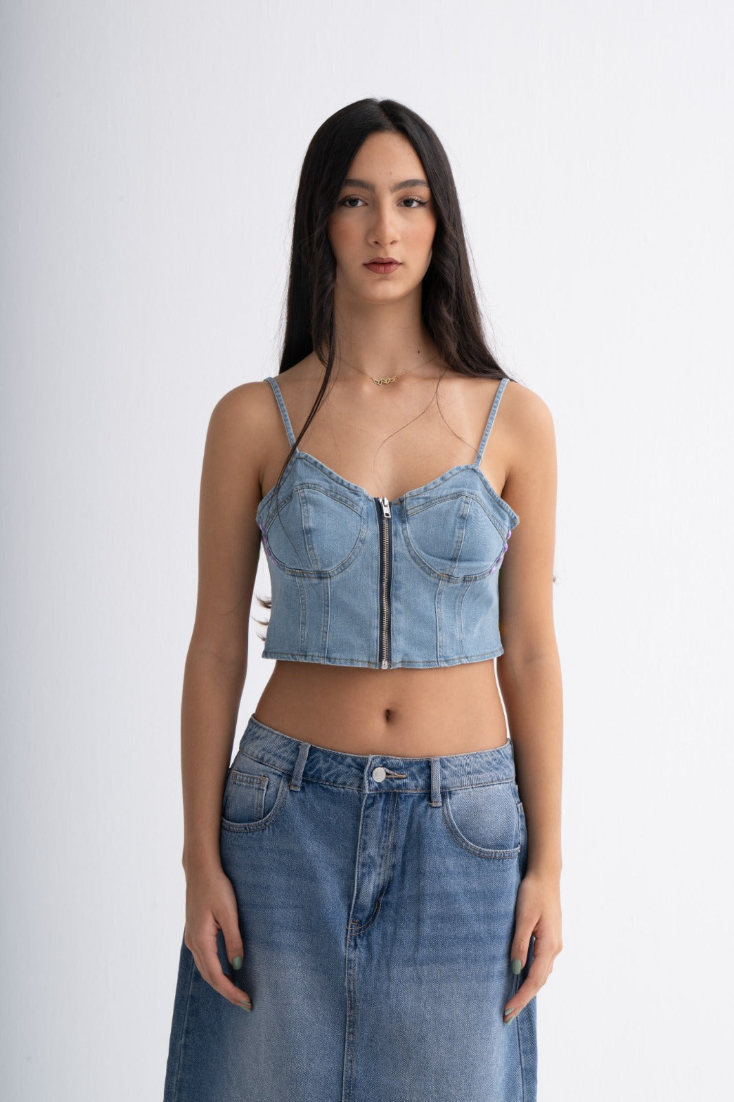 Hand-Painted Denim Bustier