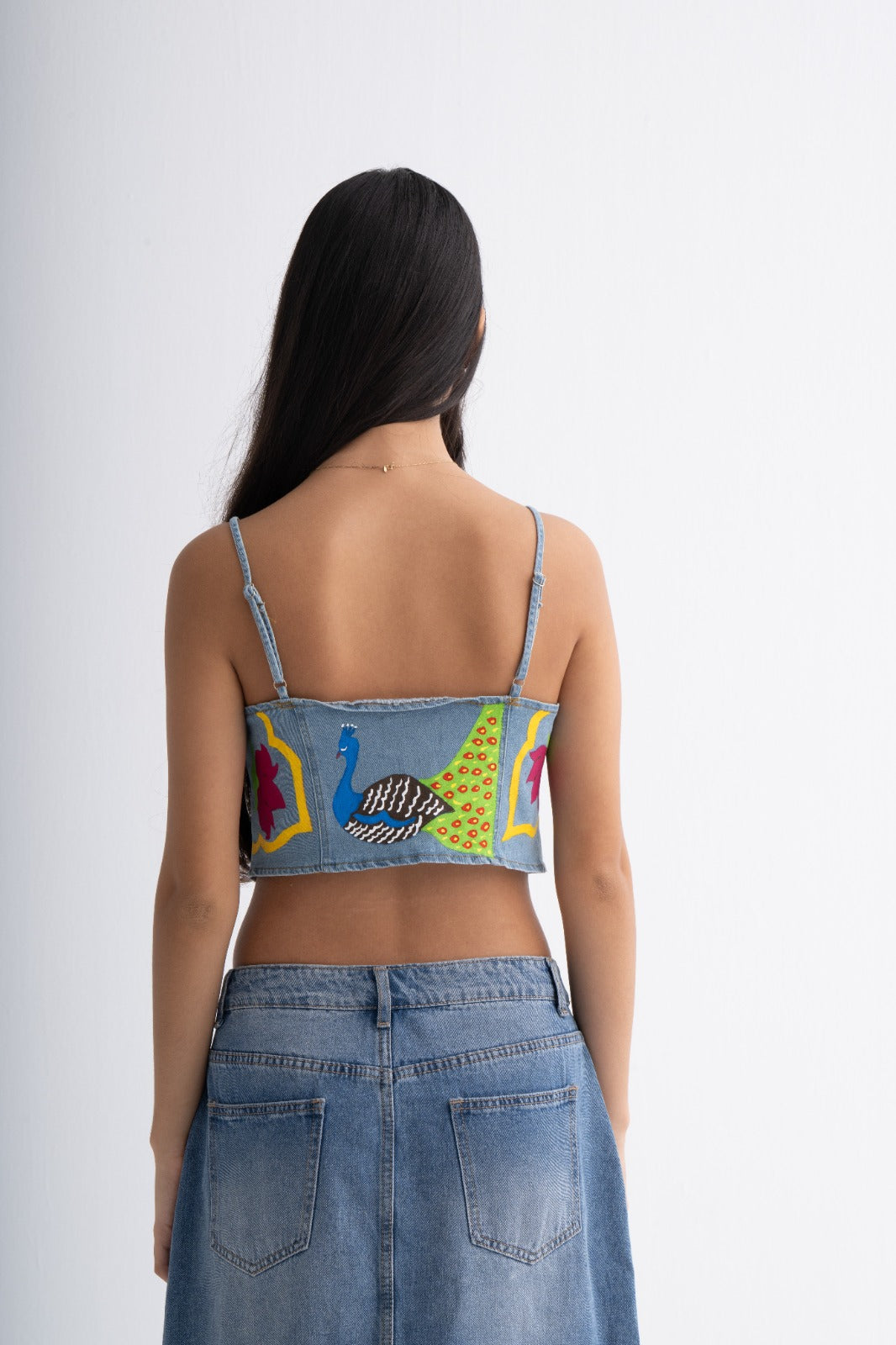 Hand-Painted Denim Bustier