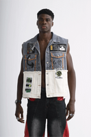 Graffiti Patchwork Denim Vest