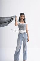 Rhinestone Denim Bustier Top
