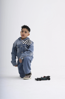 Car Racing Track Inspired Denim Hoodie for Kids