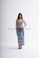 Hand-Painted Denim Bustier